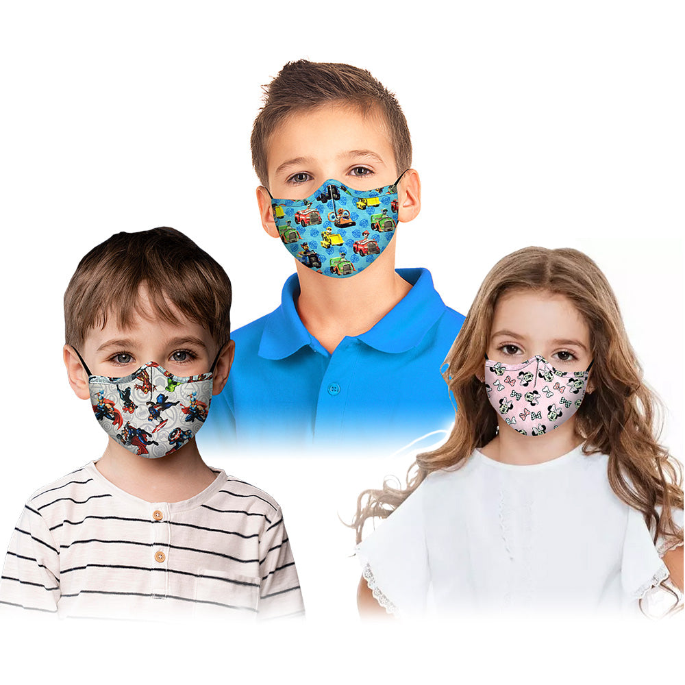OxiClear 3-Layers Kids Cotton Face Mask with NanoFilter Adjustable Ear Loops & Nose Pin (Pack Of 3) (Avengers Paw