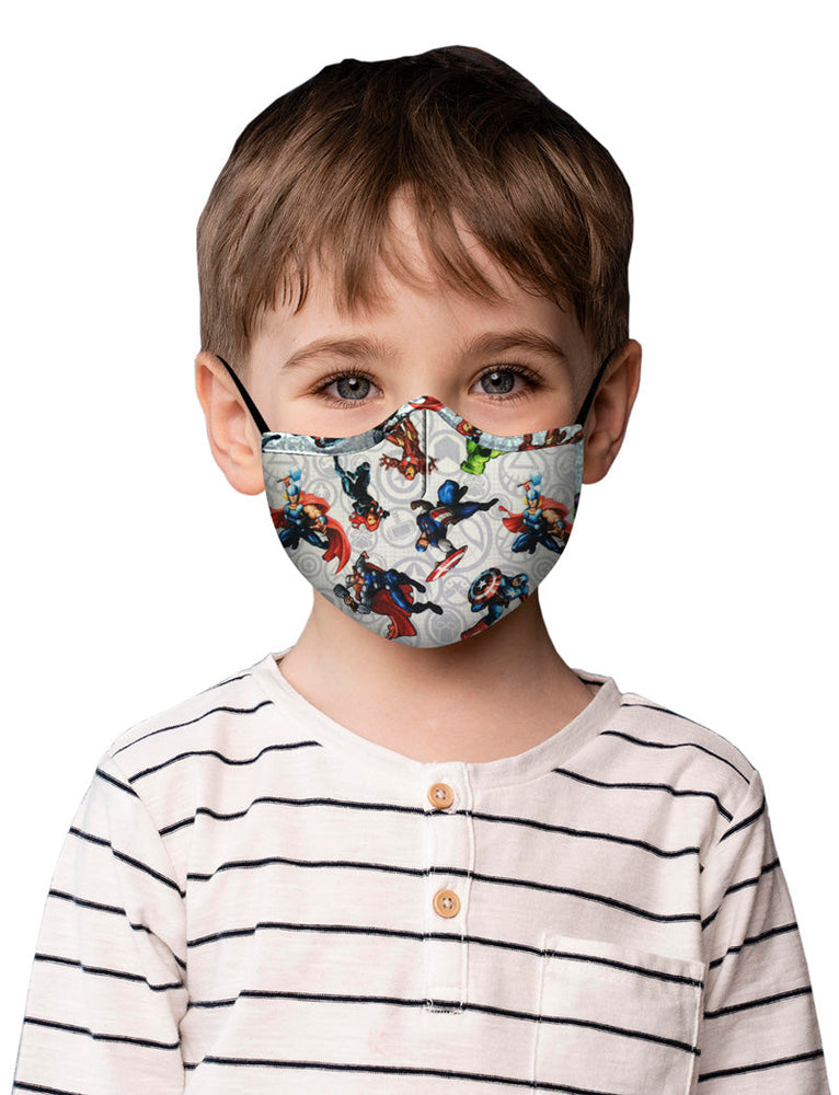 OxiClear 3-Layers Kids Cotton Face Mask with NanoFilter Adjustable Ear Loops & Nose Pin (Pack Of 3) (Avengers Paw