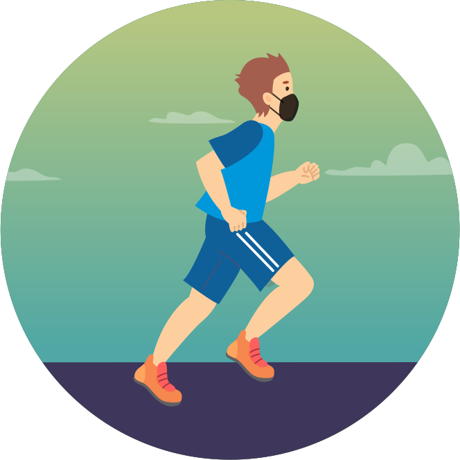 Illustration of a runner wearing a mask