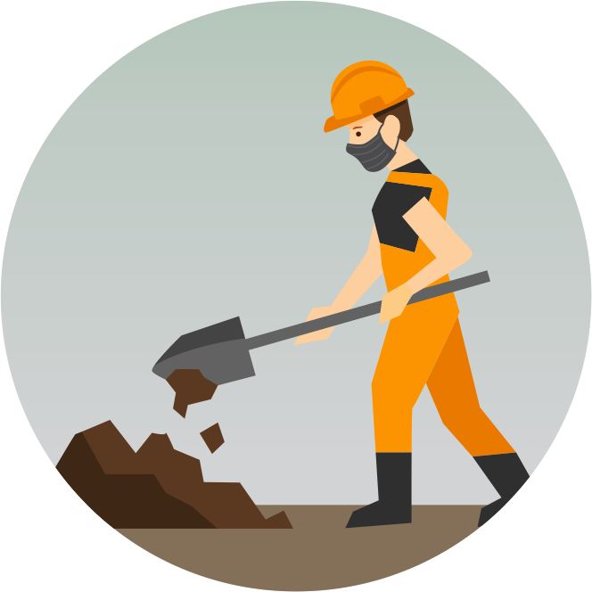 Illustration of an outdoor worker wearing a mask