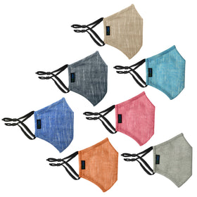 OxiClear Handloom Linen Cloth Face Mask 3 Layer Washable (Pack of 7)