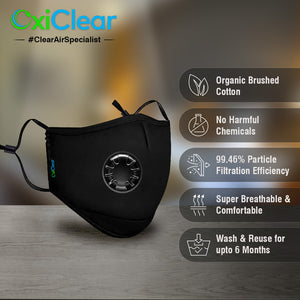 OxiClear N99 Anti Pollution Face Mask with Carbon Filters Headband Reusable D.R.D.O Certified (Multicolor) (Pack of 5)