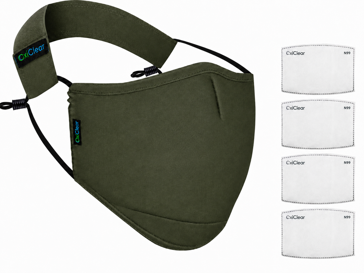 OxiClear N99 Anti-Pollution Mask No Valve Army Green