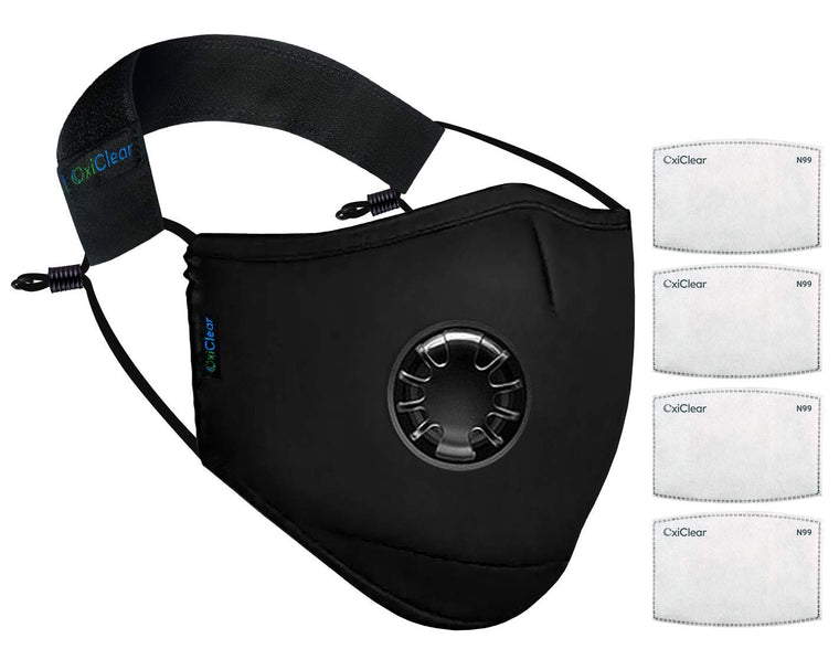 OxiClear N99 Anti-Pollution Mask with Valve Black