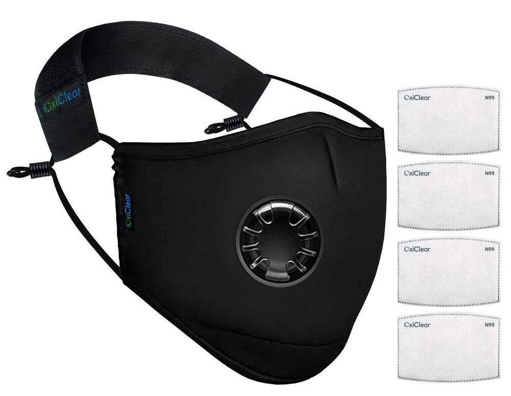 OxiClear N99 Face Mask (Black) (with Valve) - Pack of 1 - N99 Face Mask