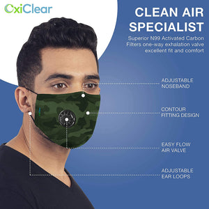 OxiClear N99 Face Mask(Combat) (With Valve) - Pack of 1 - N99 Pollution Mask