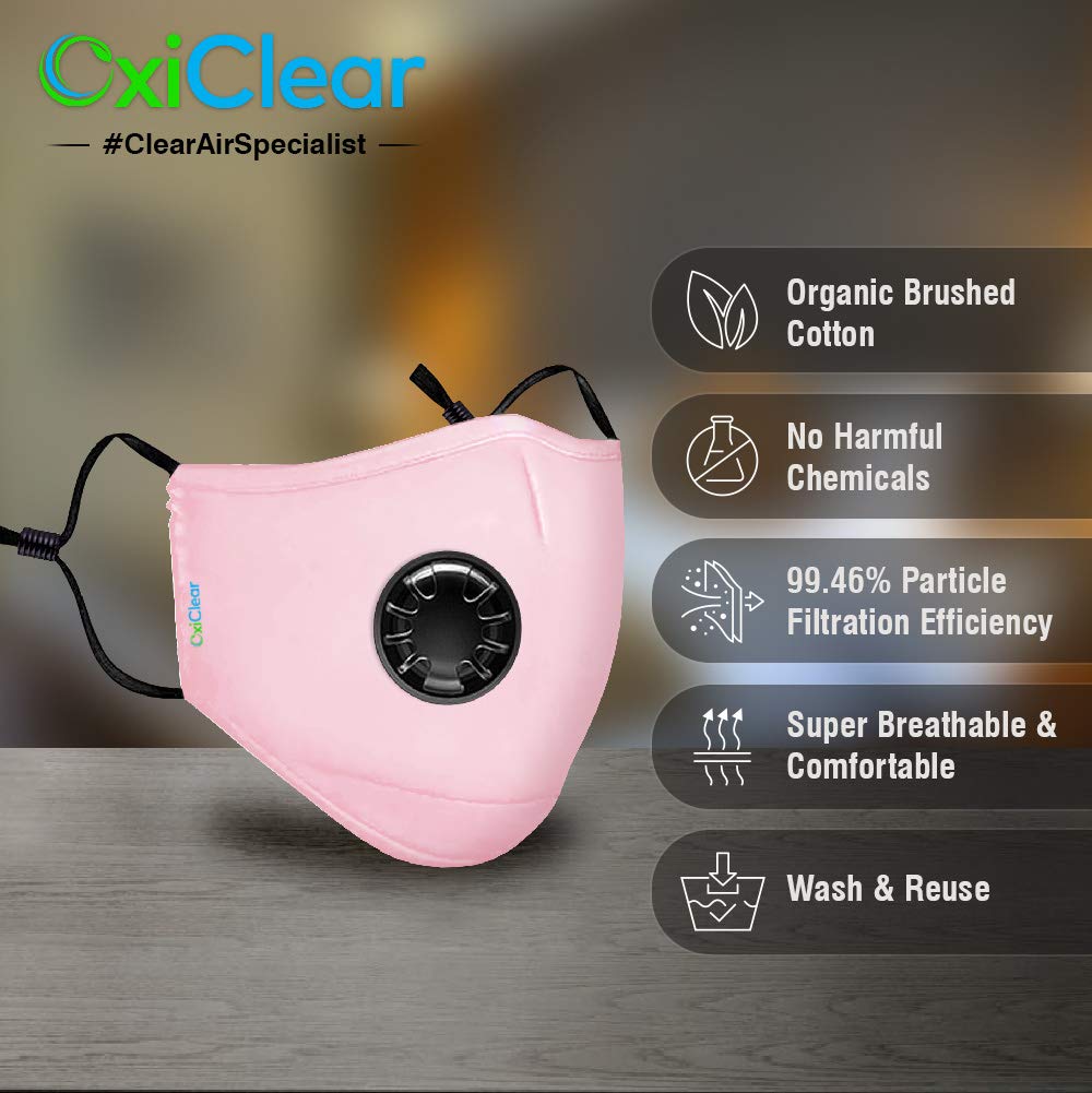 OxiClear N99 Face Mask (Lush Pink)(with valve) - Pack of 1