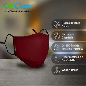 OxiClear N99 Face Mask(Maroon) (Non-Valved)