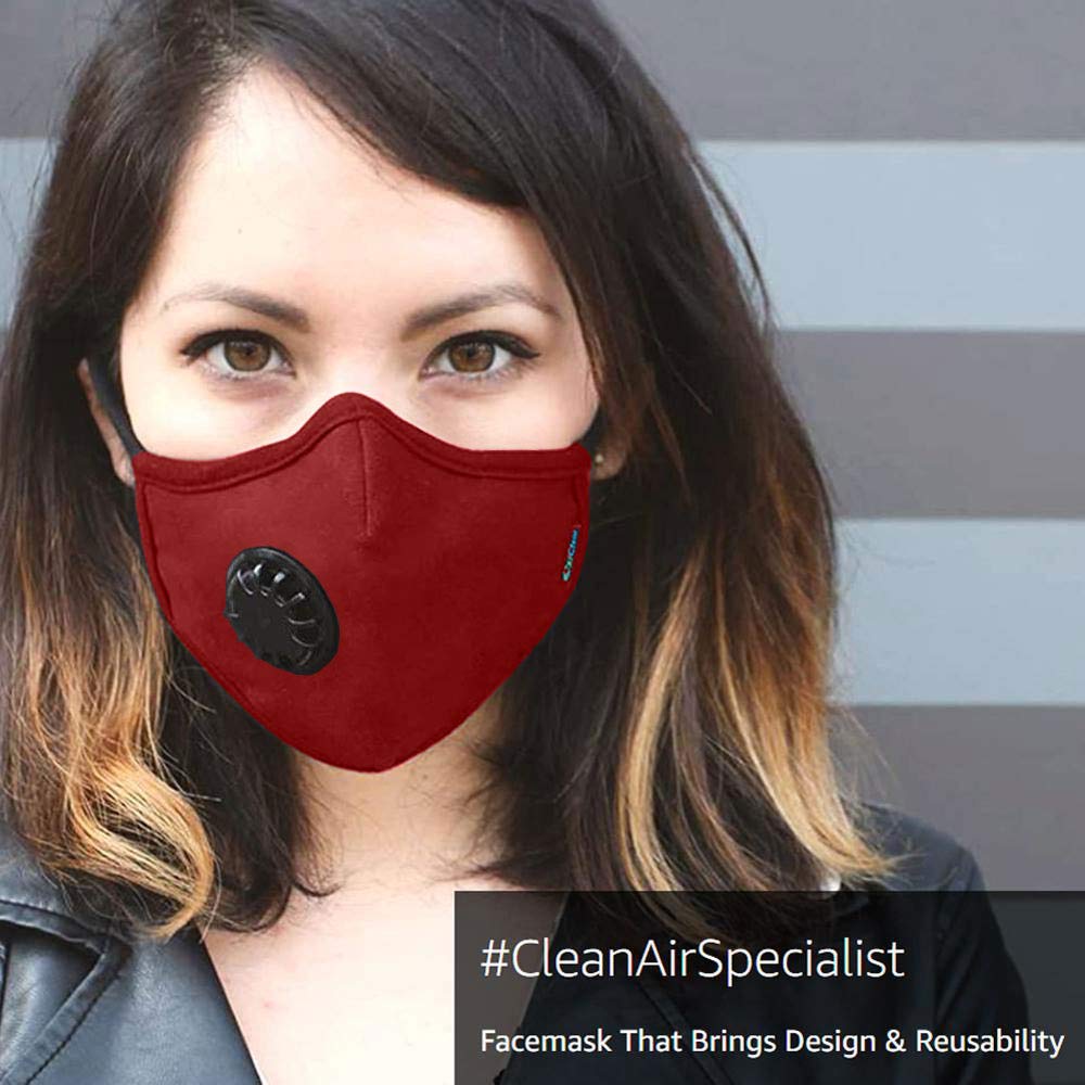 OxiClear N99 Face Mask(Maroon) (With Valve) - Pack of 1 - N99 Face Mask