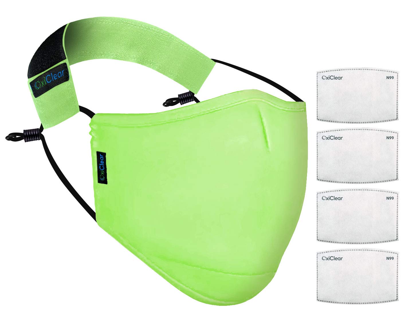 OxiClear N99 anti-pollution mask without valve in OxiGreen