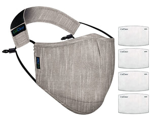 OxiClear N99 Handloom Linen Face Mask with Carbon Filters Headband Reusable DRDO Certified (Stone) - Pack of 1 - N99