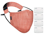 OxiClear N99 Handloom Linen Face Mask with Carbon Filters Headband Reusable DRDO Certified (Saffron) - Pack of 1 - N99
