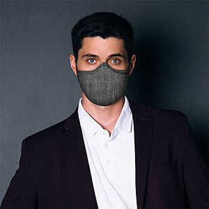 OxiClear N99 Handloom Linen Face Mask with Carbon Filters Headband Reusable DRDO Certified (Charcoal) - Pack of 1 - N99