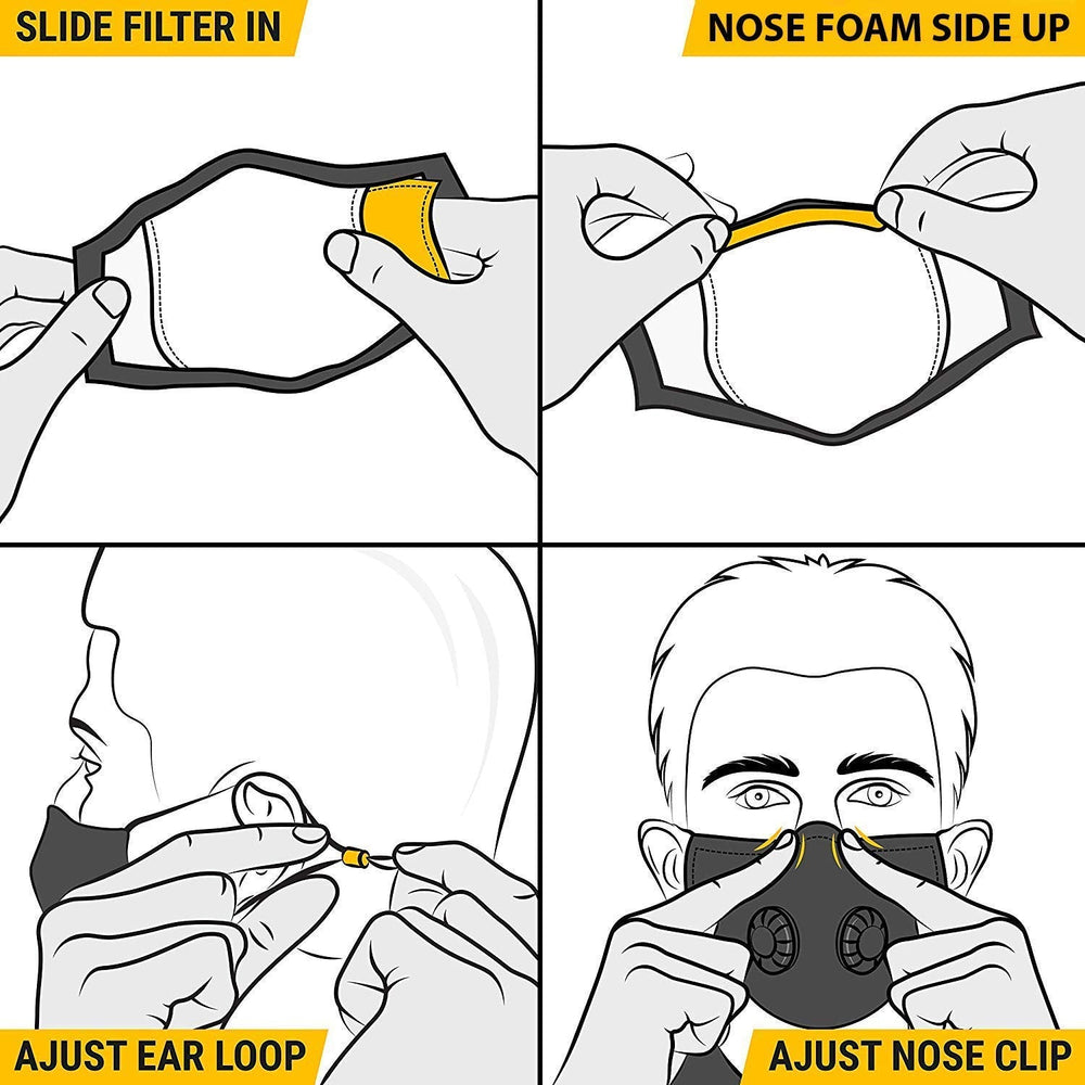 OxiClear N99 Pollution Mask With Carbon Filters Reusable D.R.D.O Certified (Multicolour Dark - Pack of 3)