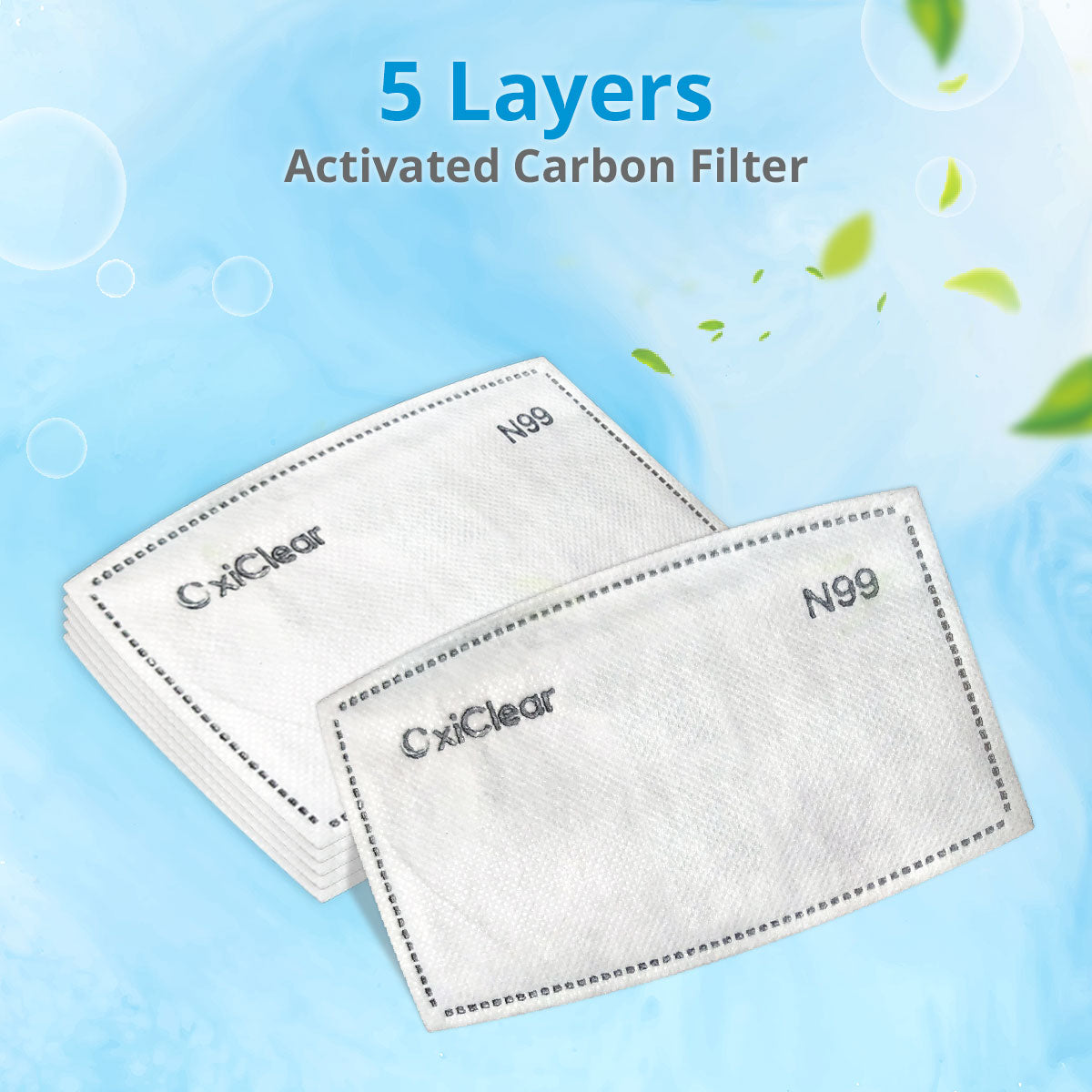 OxiClear Refill Filters N99 PM 2.5 Activated Carbon Filter (Pack of 10)