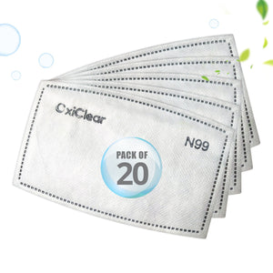 OxiClear Refill Filters N99 PM 2.5 Activated Carbon Filter (Pack of 20)